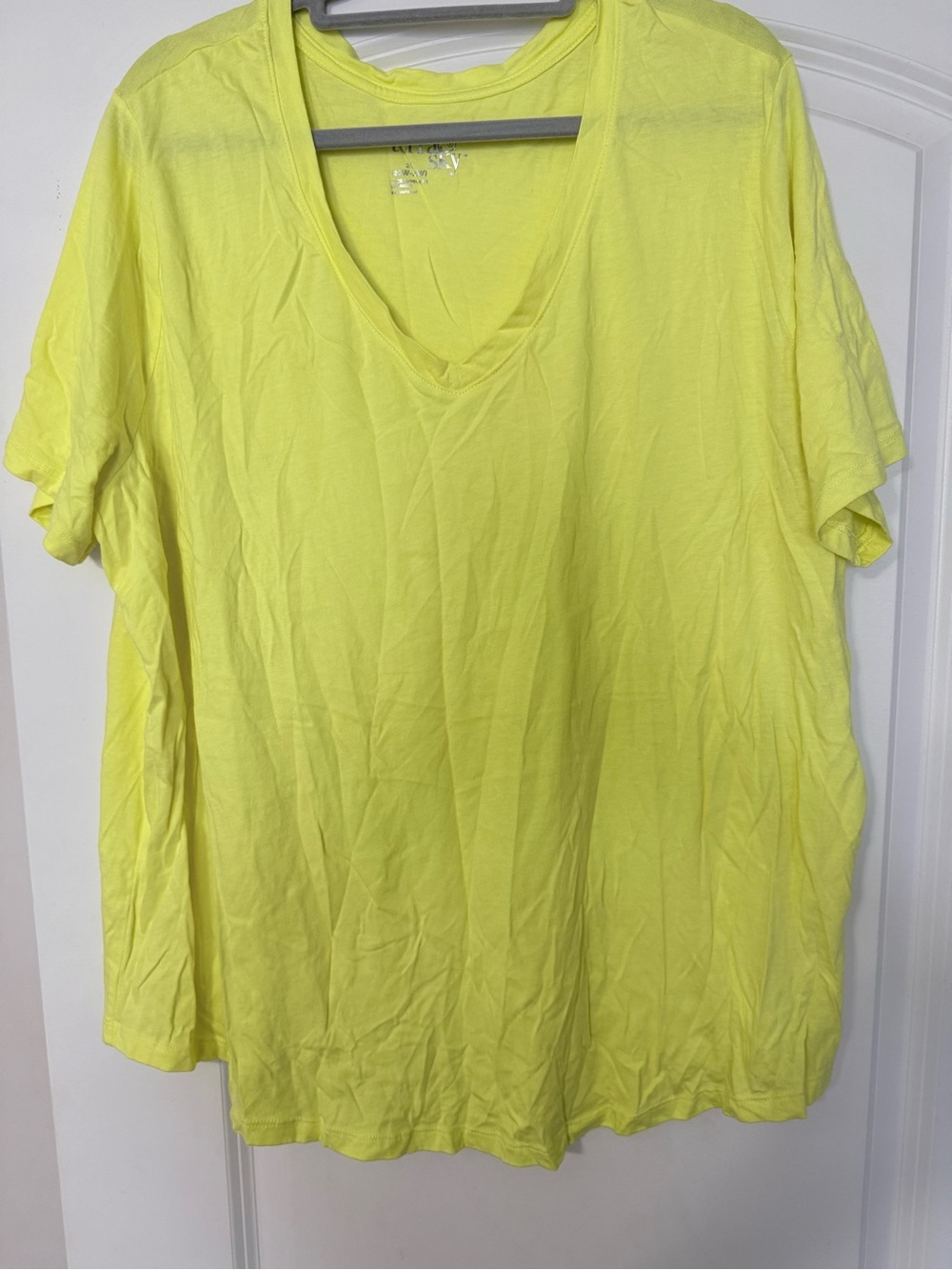 2x (20-22) women’s Terra & Sky Bright Yellow V-Neck Tee